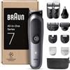 Braun Rifinitore All-in-One Series 7 12in1, ProBlade, AutoSense, AIO7545, Grigio