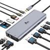 LIONWEI USB C Docking Station 4 Monitor 13 in 1 Hub USB C con DisplayPort 8K@30Hz, 2 HDMI 4K@60Hz, VGA, 3 USB A/C 3.1 (10Gbps), PD 100W, Gigabit Ethernet, Adattatore Multi-Monitor SD/TF per MacBook Dell HP