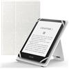 MoKo Custodia Cover Universale Compatibile con E-Lettore Kindle/Kobo/Voyaga/Lenovo/Sony/Tolino da 6, 6,8 e 7, in Pelle PU con Chiusura di Elastico, Doppio Supporto e Manico, Glitter Bianco