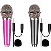 TIMJJG 2 microfoni minimi, microfoni per cantare su telefoni cellulari, piccoli microfoni karaoke, microfoni portatili cablati, microfoni minimi per telefoni cellulari e laptop