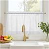 PONY DANCE Tenda Bianca per Cucina con Tasca no Fori 1 Pezzo 130x45 CM Decorazione Tende Corte per Finestre a Vetro Semitrasparenti Effetto Lino, Bianche