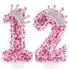 Zi Lan Candele per compleanno numero 12 per ragazze, corona rosa numero 12, decorazione per torte per donne, feste, matrimoni, anniversari, celebrazioni