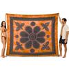 o-day Telo Mare Matrimoniale Cotone Etnico - Telo Mare Grande 240x220cm - Coperta Da Spiaggia XXL Artigianale Multifunzione (Fiori in Volo - Arancione Sole, XXL)