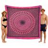 o-day Telo Mare Matrimoniale Cotone Etnico - Telo Mare Grande 240x220cm - Coperta Da Spiaggia XXL Artigianale Multifunzione (Cerchio Mistico, Fucsia Bouganville)
