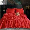 ROOEE Set completo di biancheria da letto in raso di seta da 6 pezzi, lenzuolo ad angoli, copripiumino e 4 federe copricuscino. Colore - Rosso Dimensioni - King