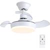 Shanggu Ventilatore da soffitto con luce e telecomando, 60 cm, moderno ventilatore da soffitto con 3 pale retrattili, 6 velocità del vento, luce da soffitto retrattile per camera da letto, bianco