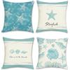 COZZSNUGE Federe Cuscini Costiero Estate Stella Marina Conchiglia Corallo Poliestere Federe Cuscino Decorativi per Divano Letto Casa Patio 45 x 45 cm Set di 4
