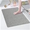 HAOLESHITE Tappetino da doccia antiscivolo, 60 x 80 cm, morbido tappetino da bagno di sicurezza con fori di scarico, in PVC Luffa massaggiante, per ambienti bagnati, ad asciugatura rapida (grigio)