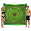 o-day Telo Mare Matrimoniale Cotone Etnico - Telo Mare Grande 240x220cm - Coperta Da Spiaggia XXL Artigianale Multifunzione (Cerchio Mistico, Verde Salvia)