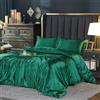 DXHOME Set di biancheria da letto in raso, 155 x 220 cm, tinta unita, verde scuro, lucido, in seta, liscio, tinta unita, set copripiumino e federe in microfibra 80 x 80 cm