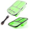 alouweekuky Bento Box Pieghevole - Lunch Box portatile pieghevole a 3 Scomparti Contenitore per Alimenti a Tenuta stagna con Cucchiaio forchetta microonde/congelatore Sicuro (Verde)