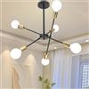 iDEGU Lampadario Soggiorno Moderno, 6 Luci Lampada da Soffitto Regolabile Plafoniera LED Vintage Illuminazione E27 Lampada a Sospensione Industriale per Camera da letto Sala da Pranzo (Nero Oro)
