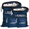 TranRantic 4 Pezzi Sacco Portabiancheria Sporca,Pieghevole Sacco Biancheria Sporca con Cerniera,Laundry Bag per L'allenamento di Nuoto e Yoga,Sacca Impermeabile per Viaggio Vacanza in Famiglia(Blu)