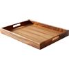 MOOKOMI - Vassoio da portata in legno di noce con manici - Elegante vassoio per caffè e cibo per la casa, ottomano o uso da pranzo (40 cm), LA002
