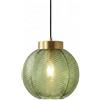 LFsem Lampada a Sospensione Vintage,Sfere in Vetro con Venature Fogliari, Metallo Oro E27 Lampadario Sospeso da Soffitto per Camera da letto, Sala da pranzo, Loft e Ristoranti (Verde, 20cm)