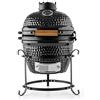 Klarstein Princesize Barbecue Kamado - Barbecue con Griglia in Ceramica da 2 cm, Funzione Affumicatore e Fuoco Lento, Temperatura da 5° a 425°C, 11", Termometro, Ed. 22, Nero
