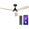 KLARSTEIN Fiji Flow Ventilatore da Soffitto con Luce e Telecomando - Smart App, LED Dimmerabile, 6 velocità, modalità Estate & Inverno, Silenzioso, 132cm, Acero