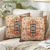Chicamy Federe Cuscini Divano 40x40 Set di 2 Motivo Boho Copricuscini Divano Lino con Cerniera Invisibile Vintage Doppia faccia Decorativo Copricuscini Divano Per Divani Soggiorno Cuscino Decorazione