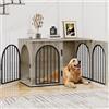 Hzuaneri 100cm Gabbia per Cani, Tavolo Supplemento, Cuccia Moderna per Cani Interno, Kennel cane Medio, Casetta per Animali, 3 porte, Porta ad arco, 60 x 100 x 63 cm, Avorio Chiaro DFC84105B
