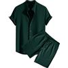 Generico Completo Estivo Uomo Maniche Corte 2 Pezzi Casual Camicia e Pantaloncini Tuta Completa T-Shirt Maglietta Tuta Sportiva Estiva per Jogging Palestra Abbigliamento Spiaggia