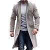 Générique Cappotto Invernale Lungo - Giacca Termica Business Tinta Unita - Cappotto Invernale In Lana Cashmere Grigio Tinta Unita Slim Fit Uomo