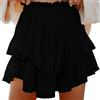 Generisch Flowy Shorts for Women Casual Boho Ruffle Tiered Skorts High Waist Mini Skirts Golf Tennis Crochet Short Novelty Gonna corta multistrato Casual Elastico in vita, Nero , XL