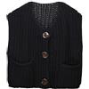 Generic Gilet Cardigan Lavorato a Maglia Senza Maniche da Donna Tinta Unita Tasca con Bottoni sul Davanti Stile Corto Maglia in Lana