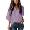 Placitiume Camicette da donna in chiffon a maniche corte | Camicie e top eleganti, Viola chiaro, L