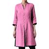 Generico Camicia Donna Lino Cotone Casual Lungo Leggero Estive Comodo Maglietta Elegante Scollo a V Oversize Primavera Blusa Moda Classica Traspirante Top Vintage Lavoro Tinta Unita Camicia in Lino