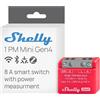 Shelly 1PM Mini Gen4, Interruttore Relè Intelligente Wi-Fi, 1 Canale, 8A, Monitora il Consumo di Energia, Domotica, Nessun Hub Richiesto, Certificato Matter, Alexa, Google, HomeKit, Zigbee