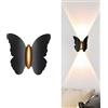 TPWEWRX 1P65 Impermeabile Interno Esterno Farfalla forma Lampada da Parete Soggiorno Moderna Applique da parete Illuminazione Decor Luci da Parete Camera da letto Portico Luce da Parete (Black,Warm light)