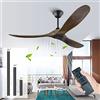 QHYAH Ventilatore da soffitto in legno da 178 cm, senza luce, ventilatore da soffitto per esterni per patio con telecomando, elica a 3 pale per aeroplani per esterni e veranda gazebo