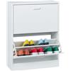 Relaxdays Scarpiera Salvaspazio, Armadietto Porta Scarpe, 79x60x24 cm, 12 Paia, Portascarpe a Ribalta Ingresso, Bianco, Alluminio, Plastica, Fibra di Legno