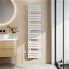 EMKE Scaldasalviette termoarredo, con Attacco Laterale, 1599x400 mm, Radiatore da Bagno, Scaldasalviette per Asciugamani ad Acqua Calda,Porta Asciugamani, Scaldasalviette, Colore Bianco, 684 Watt