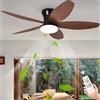LASANYA Ventilatore da Soffitto con Luce e Telecomando Soggiorno Lampadario Ventilatore da Soffitto a 5 Pale Dimmerabile Per Camera da Letto Reversibile, 6 Velocità, Motore DC-Black-Wood||100CM
