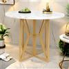 YLSZHY Tavolo da pranzo rotondo effetto marmo, moderno tavolo da cucina in legno con gambe in metallo per 4-6 persone, tavolo da pranzo per cucina, sala da pranzo e soggiorno, 80 x 80 x 76 cm (E, oro)