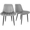AnYu Furniture Set di 2 sedie da cucina con schienale da 7 cm, tavolo da pranzo con cuscino da 5 cm, portata massima 180 kg, in similpelle PU, per sala da pranzo, cucina, soggiorno (grigio, set da 2)
