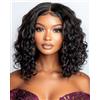 FASHION IDOL Parrucche corte di capelli veri e ricci per donne che indossano e camminano Deep Wave pizzo parrucca anteriore parte centrale Shouder Lenth parrucca Pre spennata con capelli del bambino