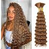 BLTYXT Deep Wave Bulk Hair 18 Inch 6 Bundles Synthetic Braiding Hair Curly Crochet Hair Boho Braids Natural Color for Hair Extensions (30, 18 Inch（6 Bundles）)