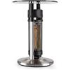 Blumfeldt Primal Heat - Tavolo Bistrò Riscaldato, Riscaldatore Infrarossi, Stufa Elettrica per Esterno con Sensori di Prossimità, IP44, Piano in Vetro di Sicurezza, Argento, 1200W, Altezza: 65cm