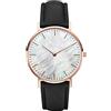 Clastyle Orologio Ultra Sottile da Donna Minimalista Orologio Quadrante Conchiglia Moda da Polso con Cinturino in Pelle Nero Regalo Orologio