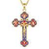 EUDORA Harmony Ball Collana con Croce per Donne e Uomini, Argento Sterling S925 Placcato oro 18 Carati, Collana Crocifisso con Ciondolo Croce di Gesù, Regali di Gioielli Cristiani Ortodossi, 22+2