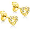 Orovi Orecchini Donna Cuore Piccoli a Lobo in Oro Bianco con Diamanti Taglio Brillante Ct 0.06 Oro 9 Kt / 375