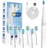 Seago Spazzolino Elettrico Spazzolino Da Viaggio Spazzolini Elettrici Per Adulti e Bambini 8 Testine Spazzolino 5 Modalità Spazzolino Da Denti Ricaricabile SG-958 (Bianco)