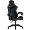 BAKAJI Sedia Poltrona Gaming Scrivana Ufficio Casa in Ecopelle Schienale Reclinabile Cuscino Lombare Poggiatesta Rotazione 360 Gradi Direzionale Altezza Regolabile Base 5 Ruote con Poggiapiedi (Nero)