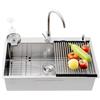 Genérico 85 x 50 cm Lavello grande da cucina 304 in acciaio inox con rubinetto, scolapiatti e kit di drenaggio, piano di lavoro per cucine professionali e case