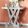 SHYFOY Consolle Ingresso di Lusso, Tavolo Consolle Ingresso Vetro, Specchio e Design a Diamante di Cristallo, Mobili Ingresso Moderno, Argento, 90 x 30 x 75 cm (L x P x A)