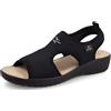 Fly Flot Sandalo Donna in Microfibra Stretch Elasticizzata, Sottopiede in Evopell, Ciabatte, Nero, 36 EU