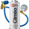 Climéo 3in1 Set di Ricarica Refrigerante R134a R12 - Ricarica e Manutenzione dell'aria Condizionata da Soli - Equivalente a 625g di R134a - Sigillante & Olio - Stop Leak e Manutenzione per Auto