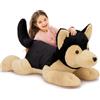 MorisMos XXL Cane Peluche Grande, 80cm Realistico Pastore Tedesco Peluche Gigante, Kawaii Morbido Cane Teddy Animali di Peluche Regalo per Fidanzate Bambini Compleanno Natale Deco